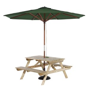 Rowlinson Picnic Table 4ft with Green Parasol 2.7m & Base 15kg - HP889 - 1