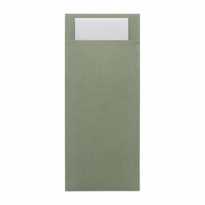 Europochette Classic Size Sage Green Cutlery Pouch with White 2ply Napkin (Pack of 500) - HX973 - 1