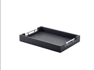 GenWare Solid Black Butlers Tray with Metal Handles 45 x 33cm - 1