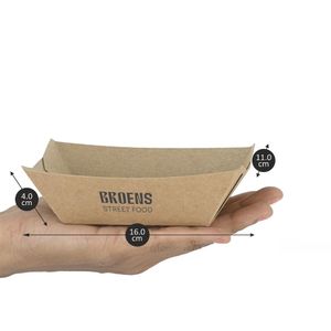 Custom Branded Small Kraft Boat Shaped Food Tray - 1