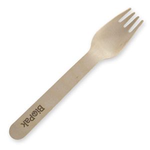 BioPak 16cm Coated Wooden Forks (Pack of 1,000) - HY-16F-COATED-UK - 3