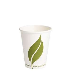8oz Leaf 2 Single Wall White Paper Hot Drink Cup Compostable - Case 1000 - EWL2SW08 - 1