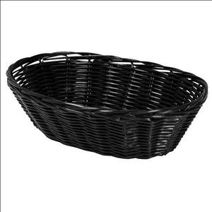 Black Poly Rattan Basket Oval 23Cm 9In - C03001K - 1