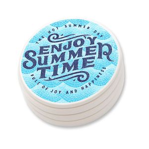 Custom Branded Ceramic Coaster Round sets of 4 - C6957 - 1