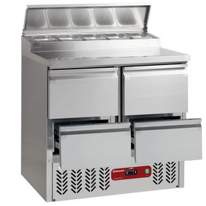 Diamond SALP2/R6_2XGC1/2/R6 4 Drawer Refrigerated Saladette Counter with Lid, 5 x 1/6 GN - SALP2-R6_2XGC1-2-R6 - 1