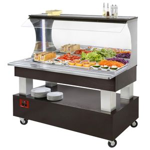 Diamond ASB/4N-B1-R2 WengÃ© Wood Wall Refrigerated Buffet Salad Bar, 4 x 1/1 GN - ASB-4N-B1-R2 - 1