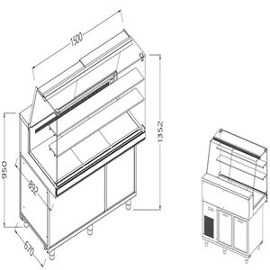 Diamond VA15X/R Snack Patisserie Display Counter with Understorage, 1500mm - VA15X-R - 1