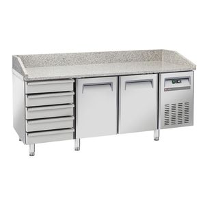Diverso WR-PZ20-52 Refrigerated pizza table 2 doors EN 600x400, 5 neutral drawers EN 600x400 - WR-PZ20-52 - 1
