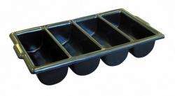 SS008/BLK - Black 4 Compartment Cutlery Tray - Each - SS008/BLK