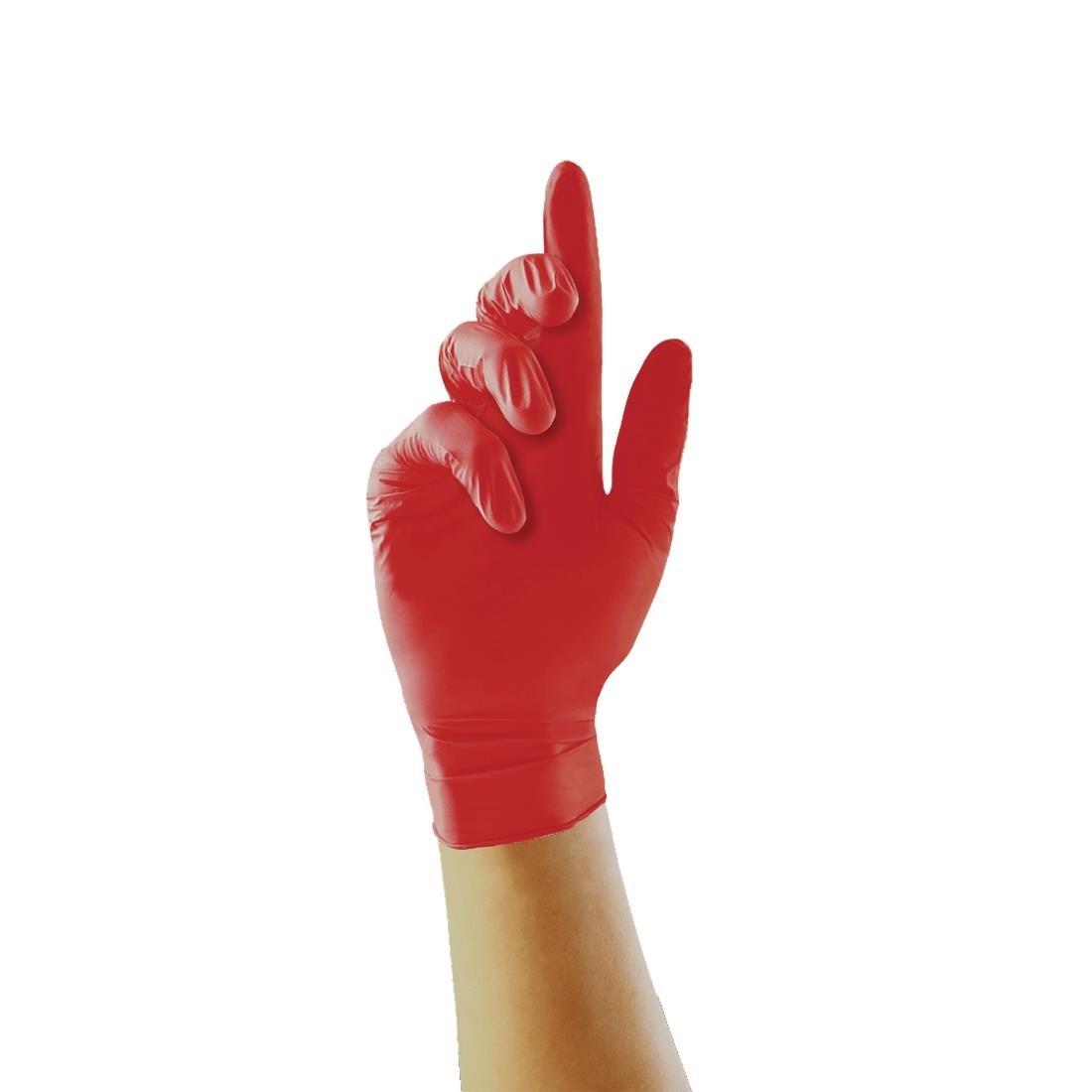 Pearl Powder-Free Nitrile Gloves Red Extra Small - Pack of 100 - FA284-XS - 1