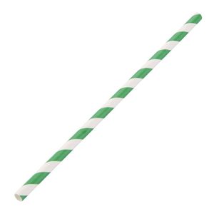 Fiesta Compostable Paper Straws Green Stripes (Pack of 250) - DE928  - 1
