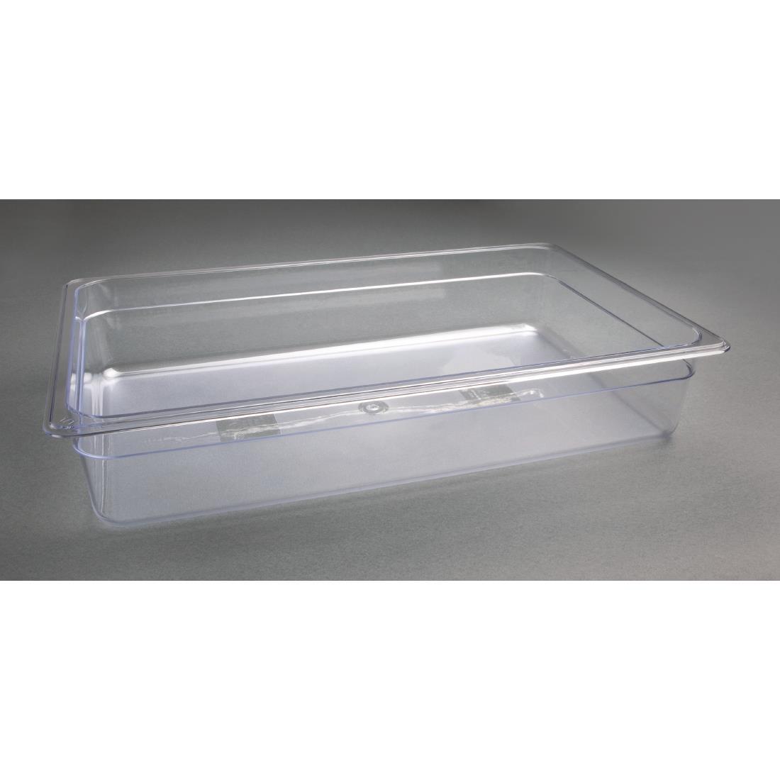 Vogue Polycarbonate 1/1 Gastronorm Container 100mm Clear - U225  - 6