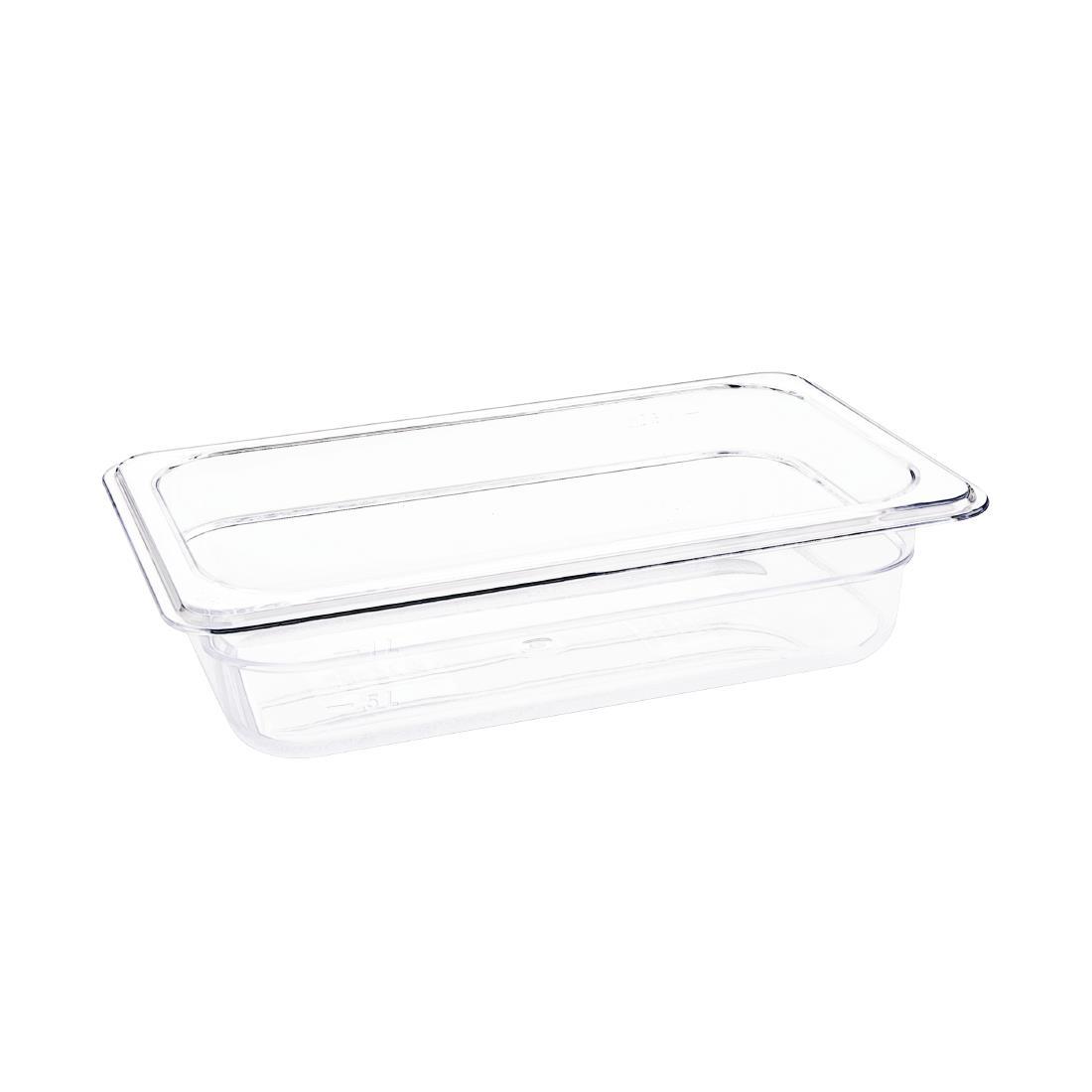 Vogue Polycarbonate 1/4 Gastronorm Container 65mm Clear - U236  - 1