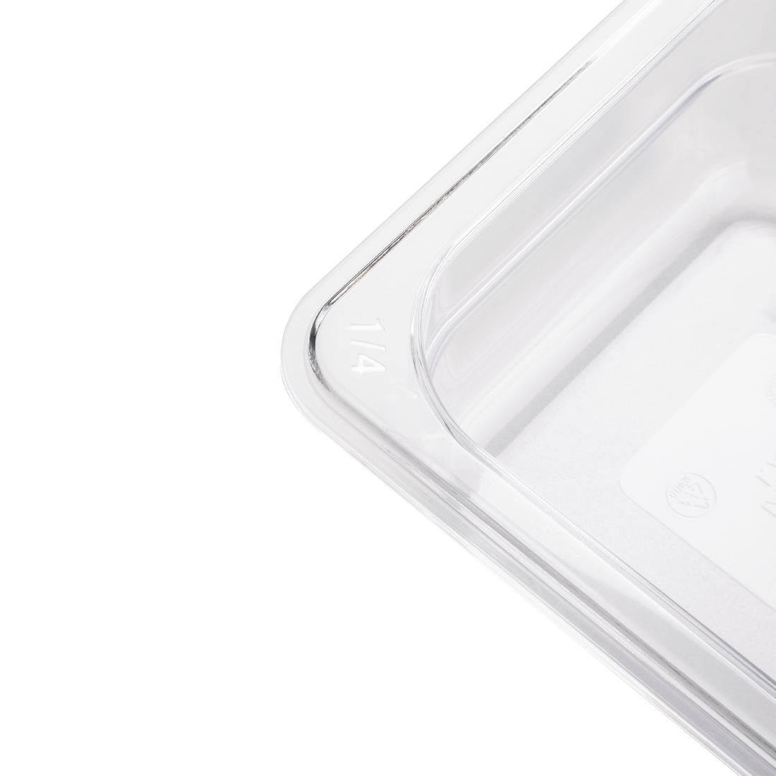 Vogue Polycarbonate 1/4 Gastronorm Container 100mm Clear - U237  - 4