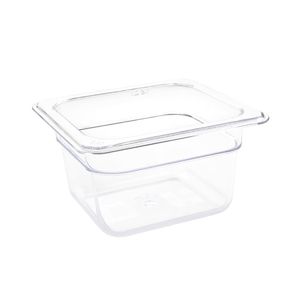 Vogue Polycarbonate 1/6 Gastronorm Container 100mm Clear - U240  - 1