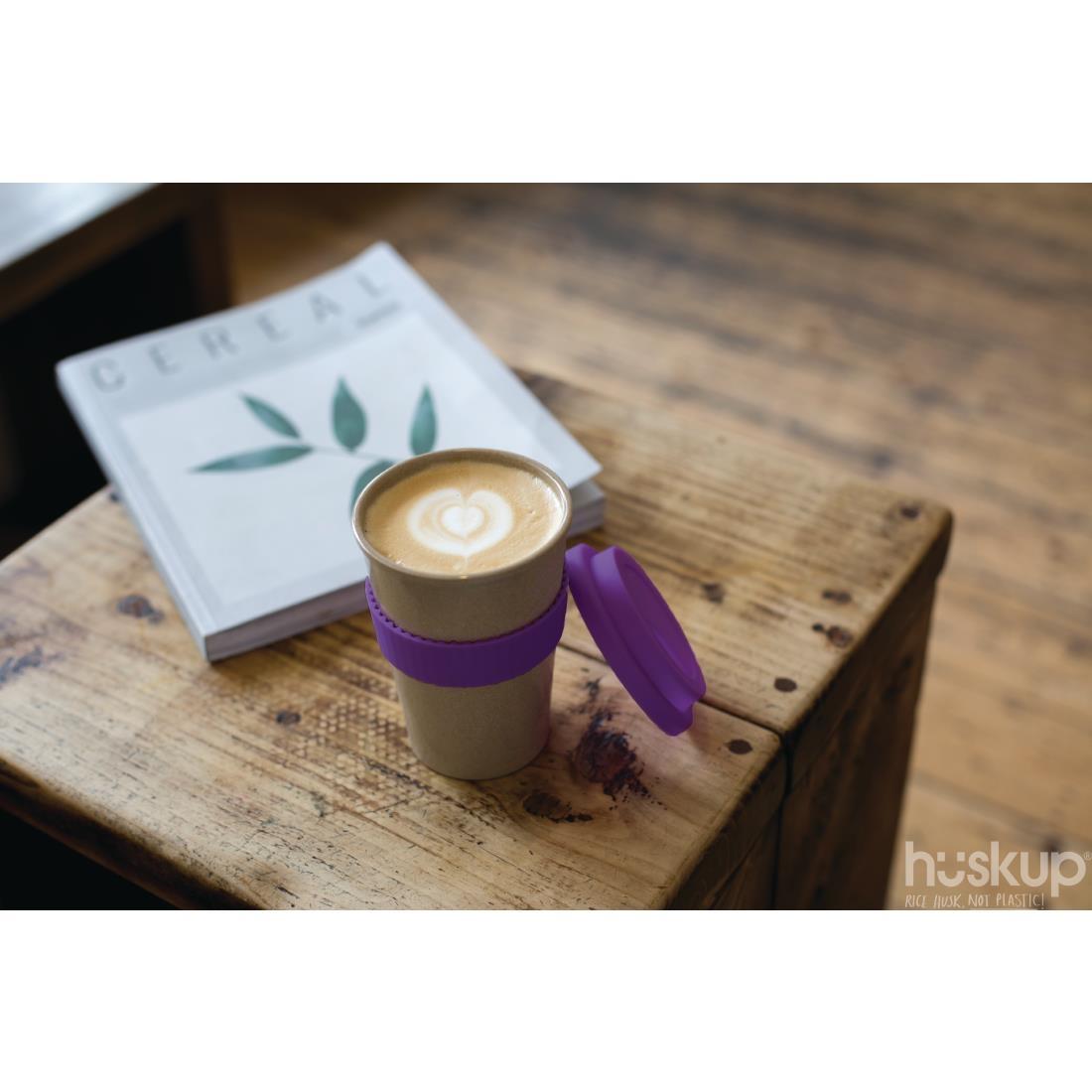Huskup Rice Husk Compostable Reusable Coffee Cup Ultra Violet 14oz - DB632  - 3