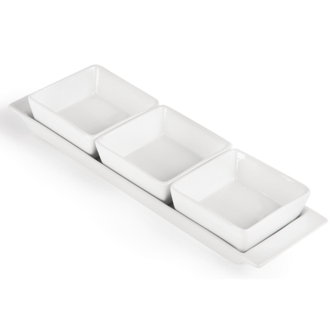 Olympia Whiteware Snack Dishes with Plates 3 Section (Pack of 2) - U816  - 3