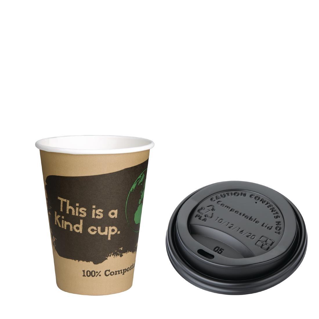 Fiesta Green 12oz Compostable Hot Cups and Lids Bundle (Pack of 50) - SA485  - 1