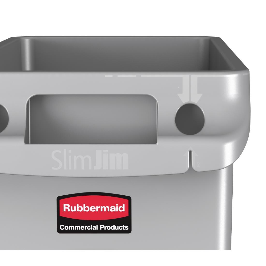 Rubbermaid Slim Jim Container With Venting Channels Grey 60Ltr - F603  - 6