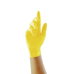 Pearl Powder-Free Nitrile Gloves Yellow Medium - Pack of 100 - FA285-M - 1