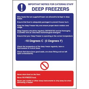 Vogue Deep Freezer Guidelines Sign - W195  - 1