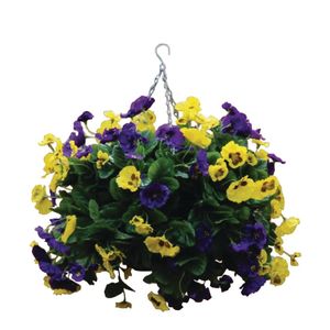 22" Purple and Yellow Artificial Pansies Ball - CG573  - 1