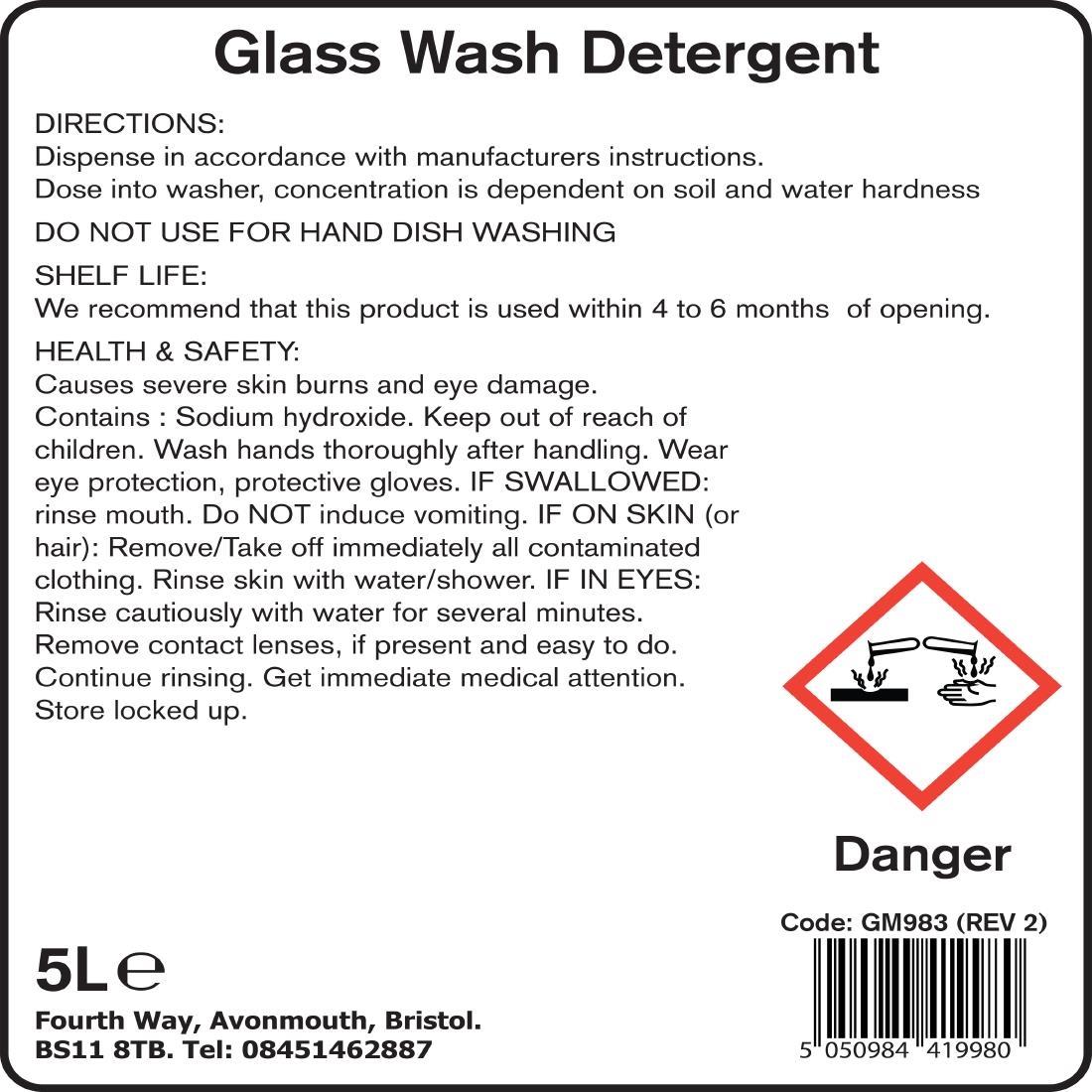 Jantex Pro Glasswasher Detergent Concentrate 5Ltr - GM983  - 3