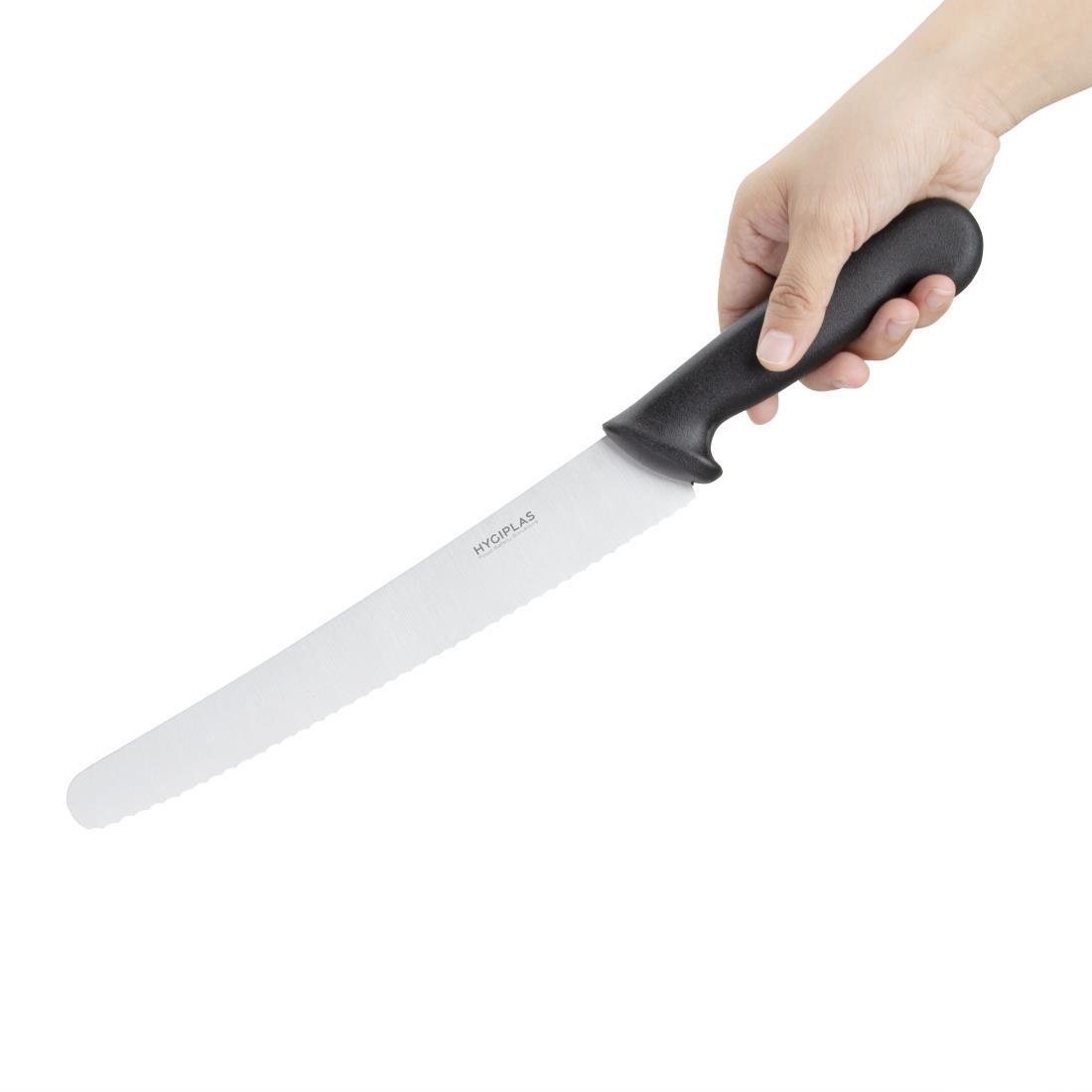 Hygiplas Serrated Pastry Knife Black 25.5cm - CF895  - 2