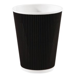 Fiesta Recyclable Coffee Cups Ripple Wall Black 340ml / 12oz (Pack of 25) - CM541  - 1