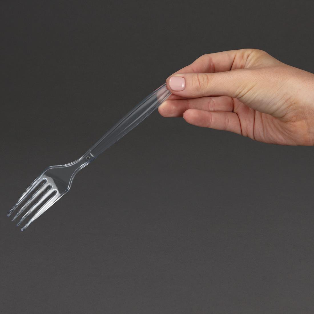 Fiesta Heavy-Duty Disposable Plastic Forks Clear (Pack of 100) - CP888  - 4