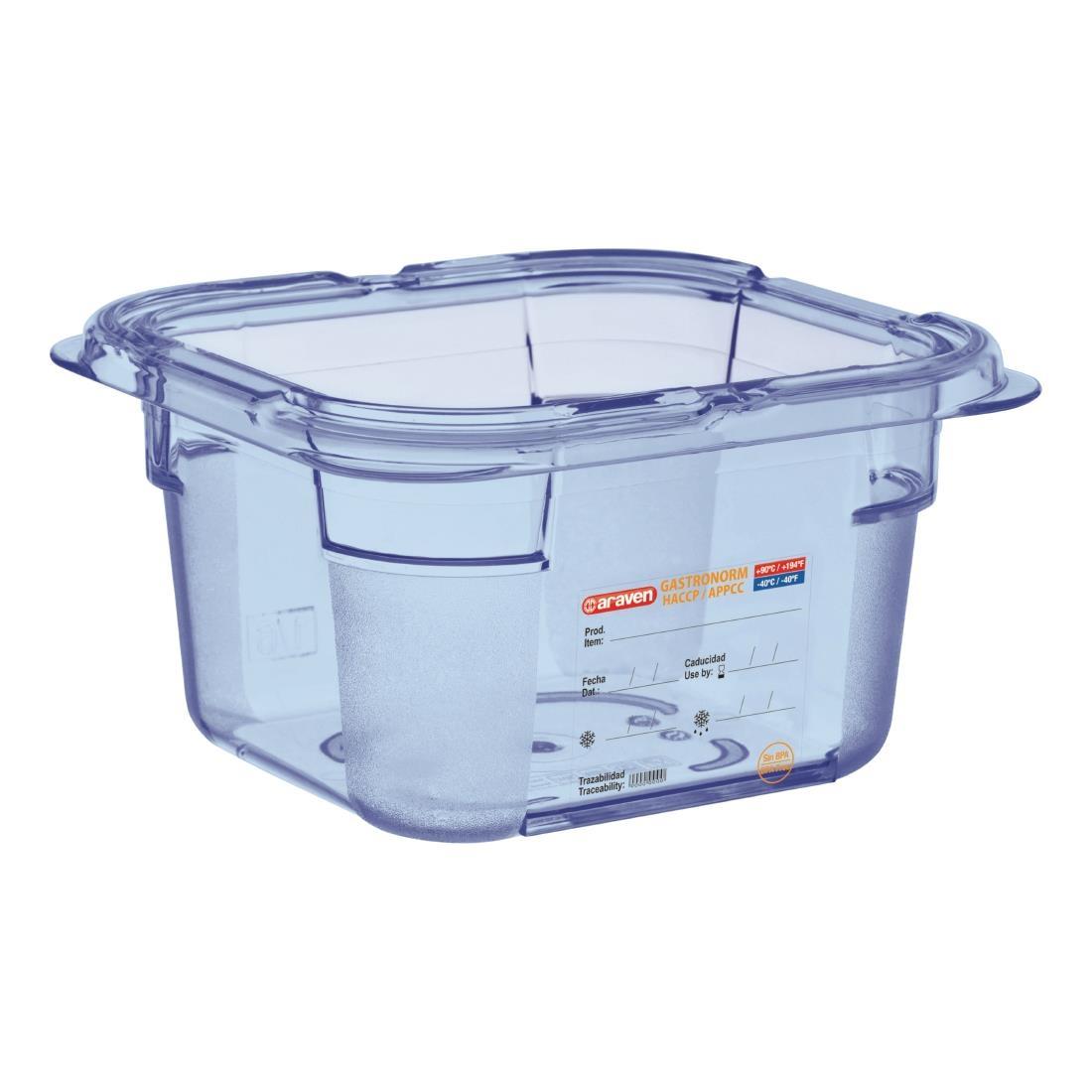 Araven ABS Food Storage Container Blue GN 1/6 100mm - GP571  - 1