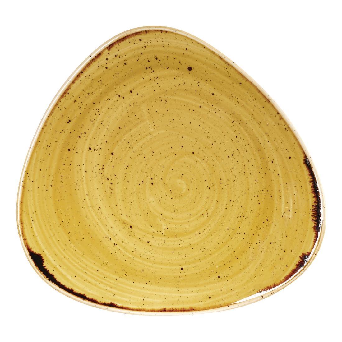Churchill Stonecast Triangle Plate Mustard Seed Yellow 229mm (Pack of 12) - DF789  - 1