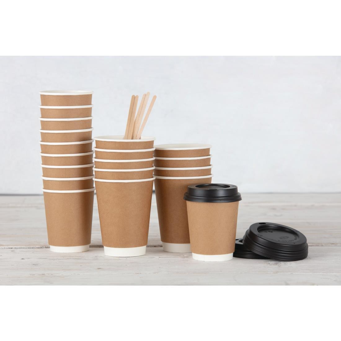 Fiesta Recyclable Coffee Cup Lids Black 340ml / 12oz and 455ml / 16oz (Pack of 50) - CW717  - 5