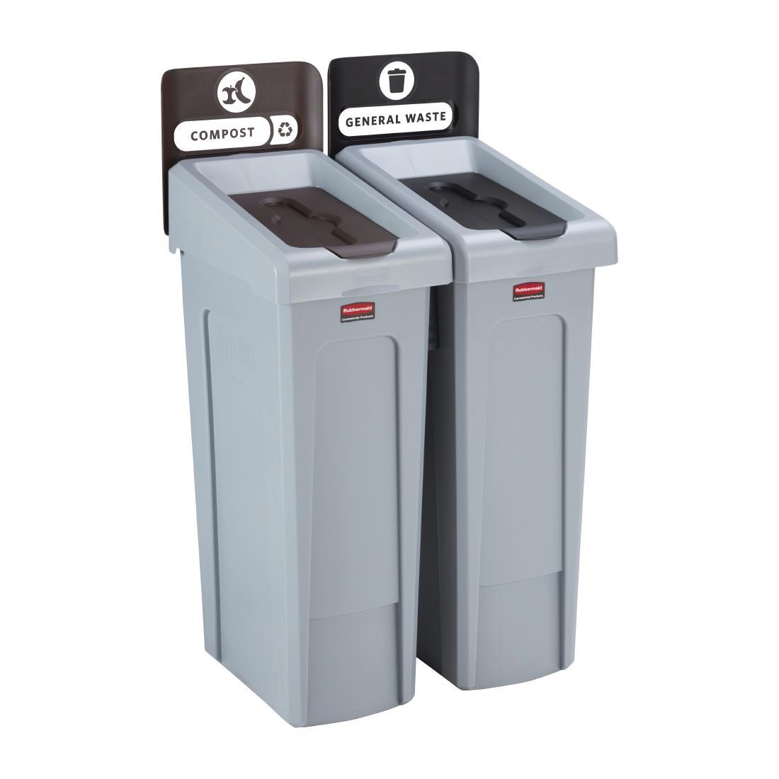 Rubbermaid Slim Jim Two Stream Recycling Station 87Ltr - DY079  - 1