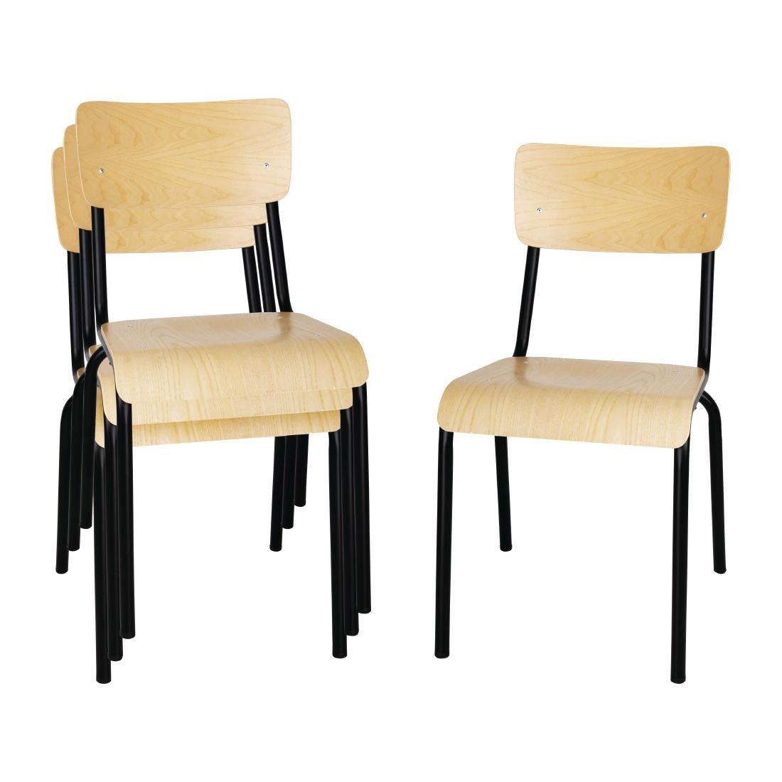 Bolero Cantina Side Chairs with Wooden Seat Pad and Backrest Black (Pack of 4) - FB949  - 6