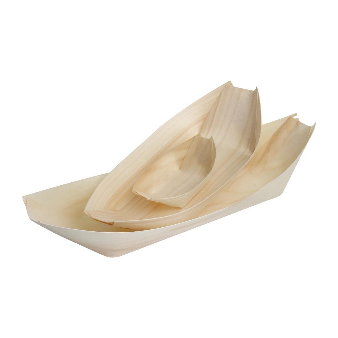 Fiesta Compostable Wooden Sushi Boats Small 80mm (Pack of 100) - DK383  - 2