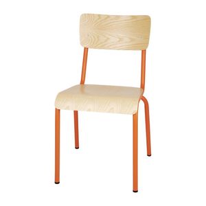 Bolero Cantina Side Chairs with Wooden Seat Pad and Backrest Orange (Pack of 4) - FB947  - 1