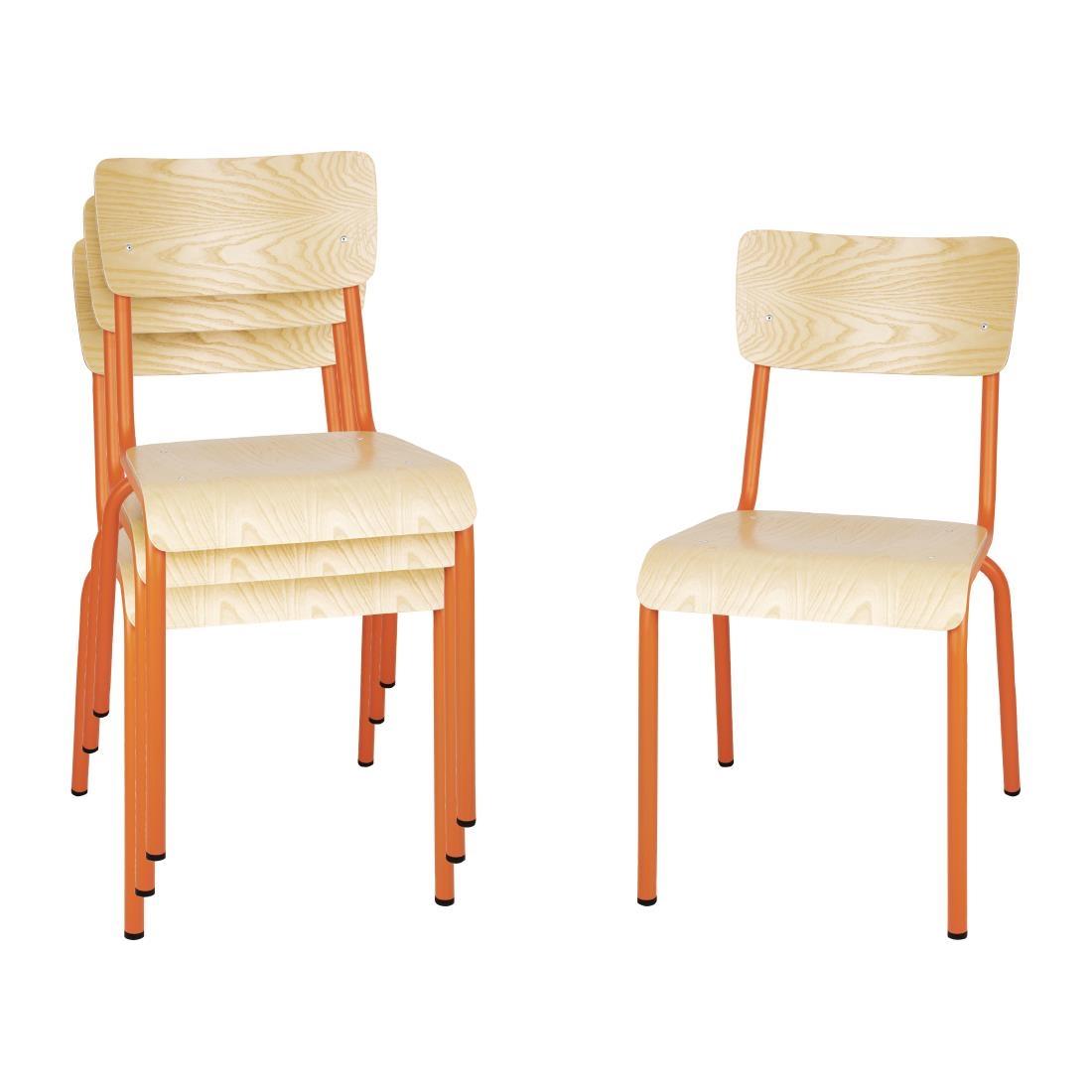 Bolero Cantina Side Chairs with Wooden Seat Pad and Backrest Orange (Pack of 4) - FB947  - 6