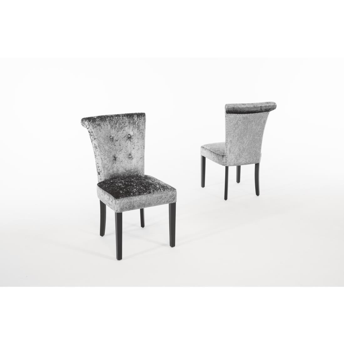 Bolero Olive Grey Crushed Velvet Dining Chair (Pack of 2) - DR308  - 5
