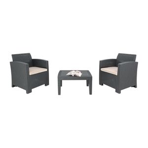 Bolero PP Armchair and Table Wicker Set Grey - DR309  - 1