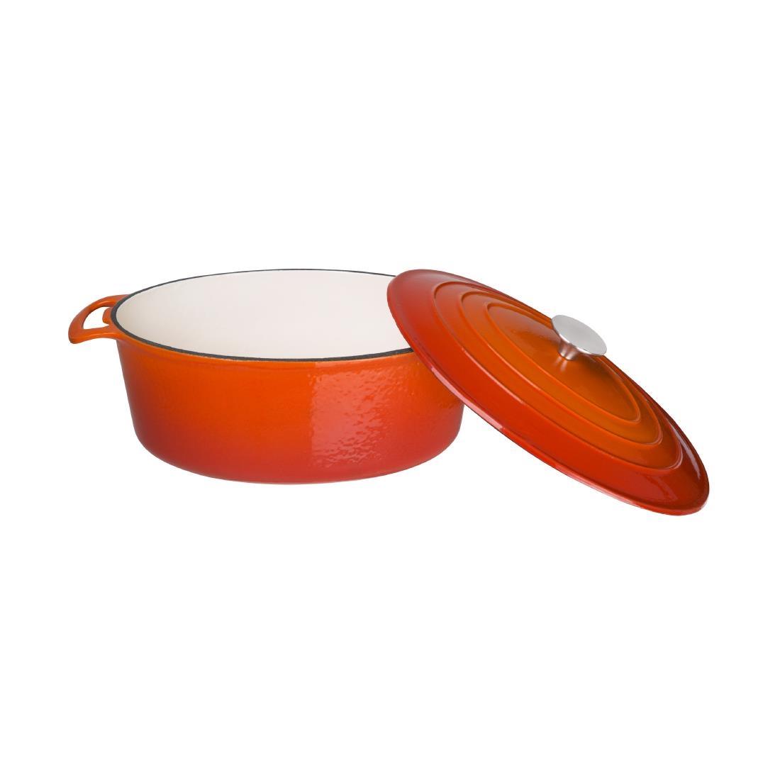 Vogue Orange Oval Casserole Dish 6Ltr - GH312  - 3