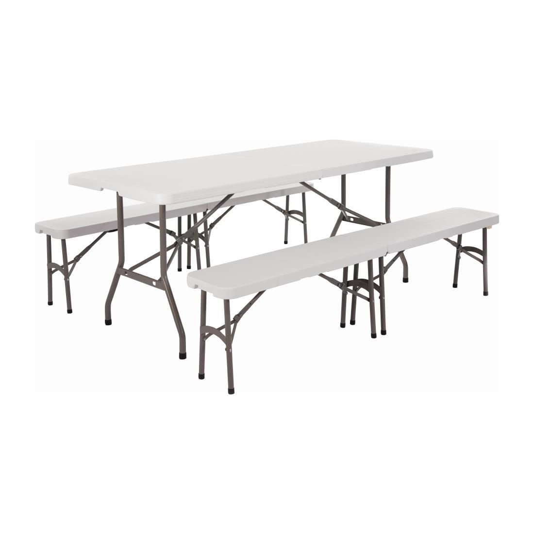 Special Offer Bolero PE Centre Folding Table 6ft with Two Folding Benches - SA425  - 1