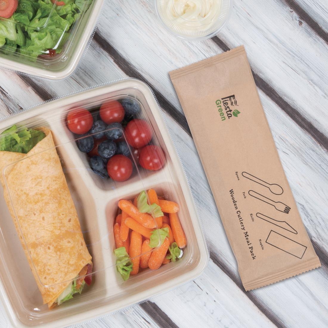 Fiesta Compostable Wooden Cutlery Meal Pack (Pack of 250) - DF422  - 6