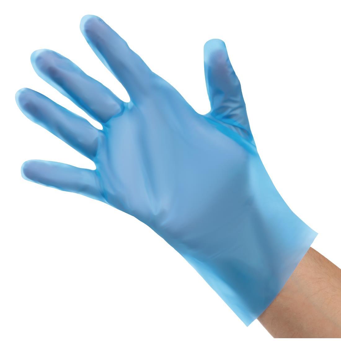 Nisbets Essentials Powder-Free TPE Gloves Blue L (Pack of 200) - FC488-L  - 1