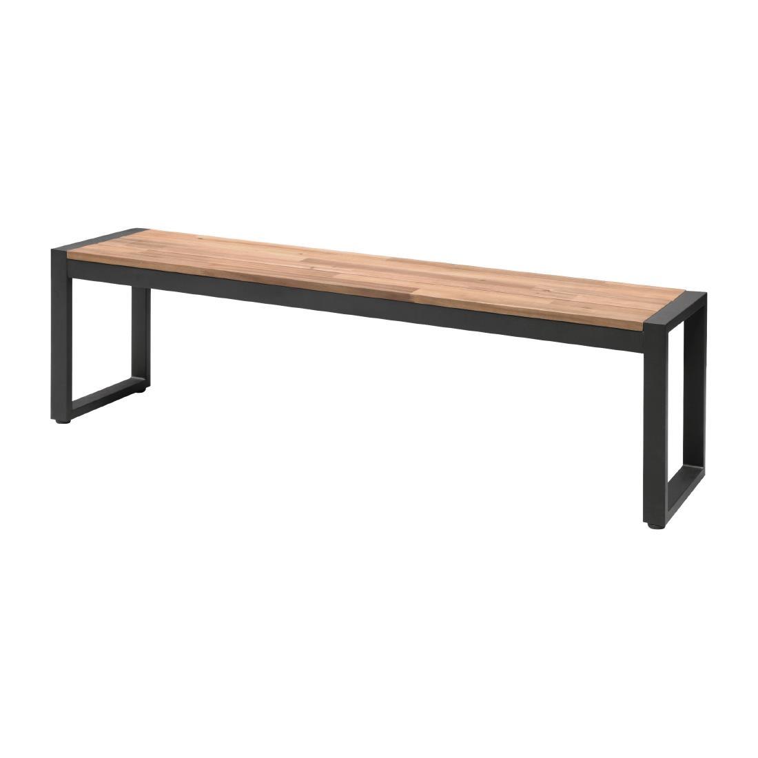 Bolero Acacia Wood and Steel Industrial Benches 1600mm (Pack of 2) - DS158  - 1
