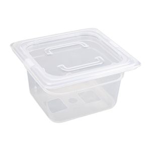 Vogue Polypropylene 1/6 Gastronorm Container with Lid 100mm (Pack of 4) - GJ526  - 2