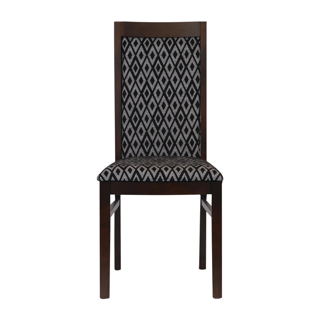 Brooklyn Padded Back Dark Walnut Dining Chair with Blue Diamond Padded Seat and Back (Pack of 2) - FT414  - 2