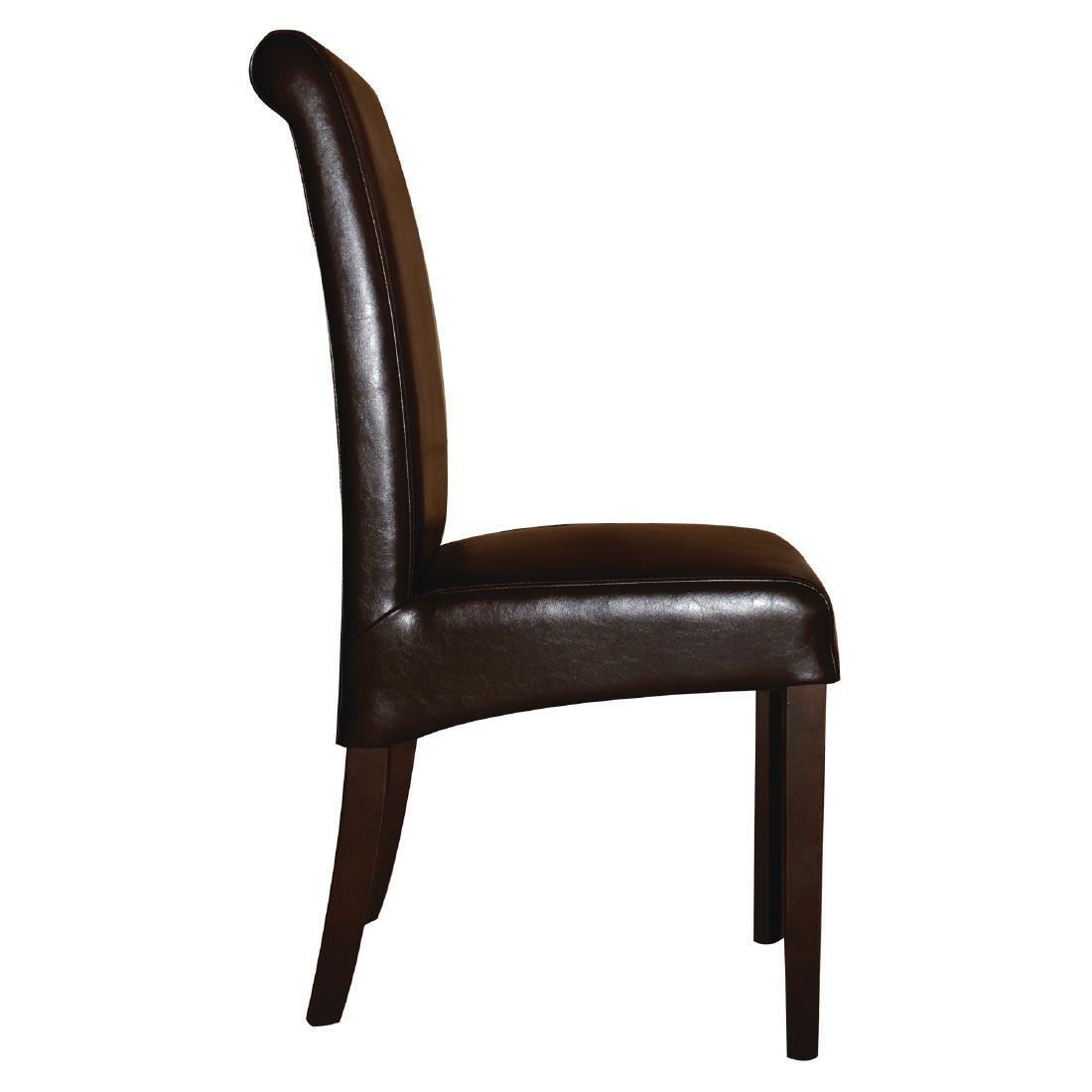 Bolero Curved Back Leather Chairs Dark Brown (Pack of 2) - GF956  - 3
