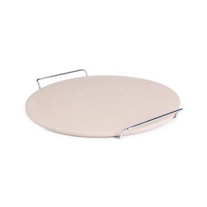 Round Pizza Stone with Metal Serving Rack 15in - CL714  - 1