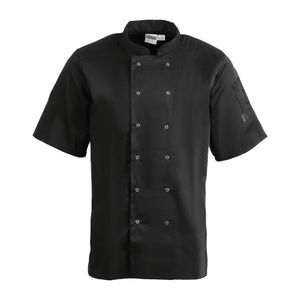 Whites Vegas Unisex Chefs Jacket Short Sleeve Black XL - A439-XL  - 1